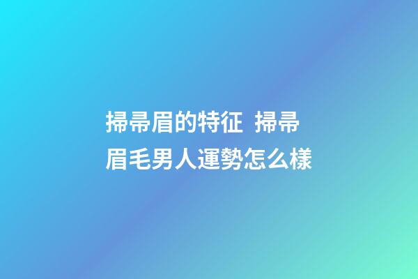 掃帚眉的特征  掃帚眉毛男人運勢怎么樣